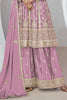 Light Mauve Color Embroidered Crepe Silk Peplum Suit