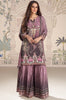 Light Mauve Crepe Silk Mirror And Swarovski Embroidered Printed Suit With Gharara