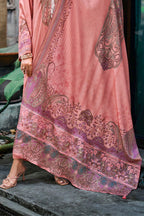 Dusty Pink Spun Pashmina Printed Unstitched Suit Fabric