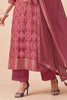 Light Maroon Zari Woven Silk Unstitched Suit Fabric