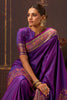 Purple Soft Silk Kalamkari Woven Saree