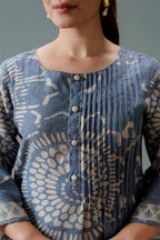 Grey Cotton Floral Printed Suit Set