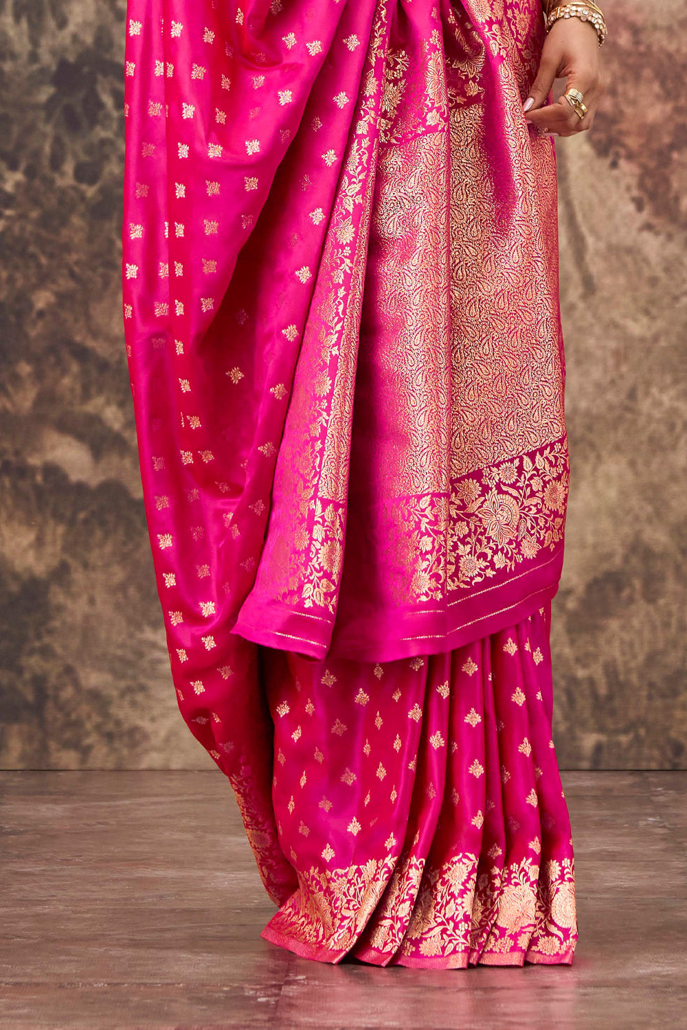 Rani Charmeuse Silk Zari Woven Saree