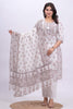 Pink & Cream Color Cotton Floral Printed Straight Suit