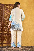 Cream Cotton Floral Printed Co-Ord Set