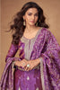 Purple Silk Zari And Sequins Embroidered Suit With Embroidered Palazzo