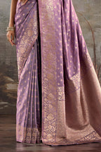 Lavender Soft Silk Zari Woven Saree