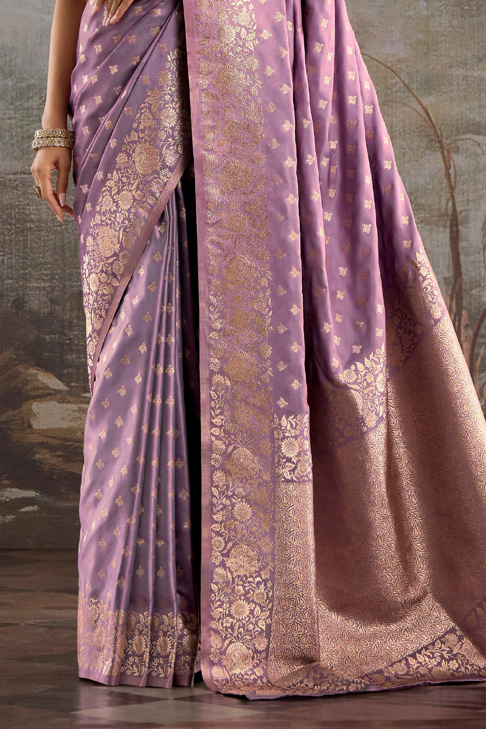 Lavender Soft Silk Zari Woven Saree