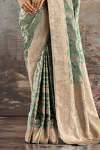 Sea Green Silk Banarasi Woven Saree