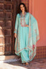 Powder Blue Color Organza Floral Printed Unstitched Suit Fabric