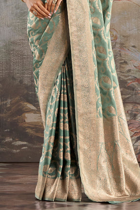 Sea Green Katan Silk Banarasi Woven Saree