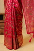 Cherry Red Colour Silk Zari & Resham Woven Saree