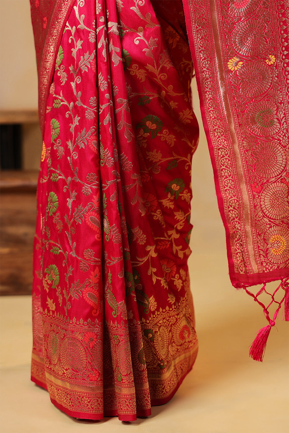 Dusty Pink Silk Zari & Resham Woven Saree