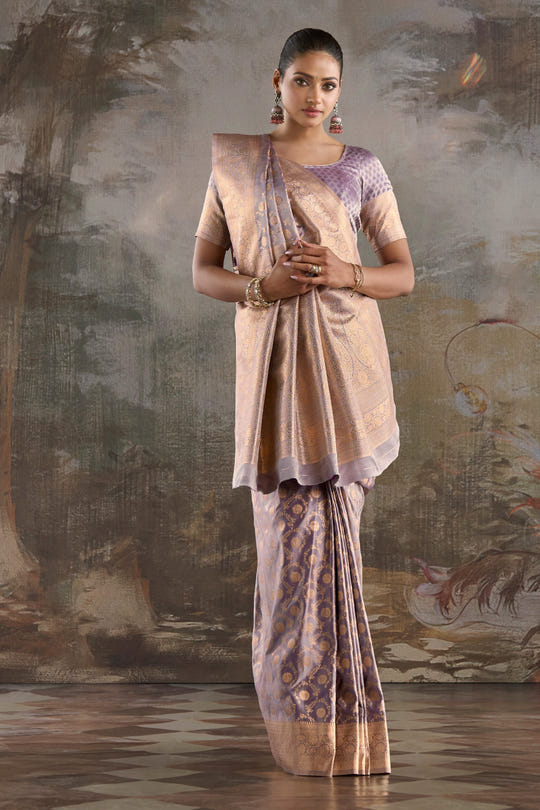 Light Mauve Banarasi Silk Woven Saree