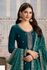 Teal Velvet Sequins and Zari Embroidered Unstitched Suit Fabric
