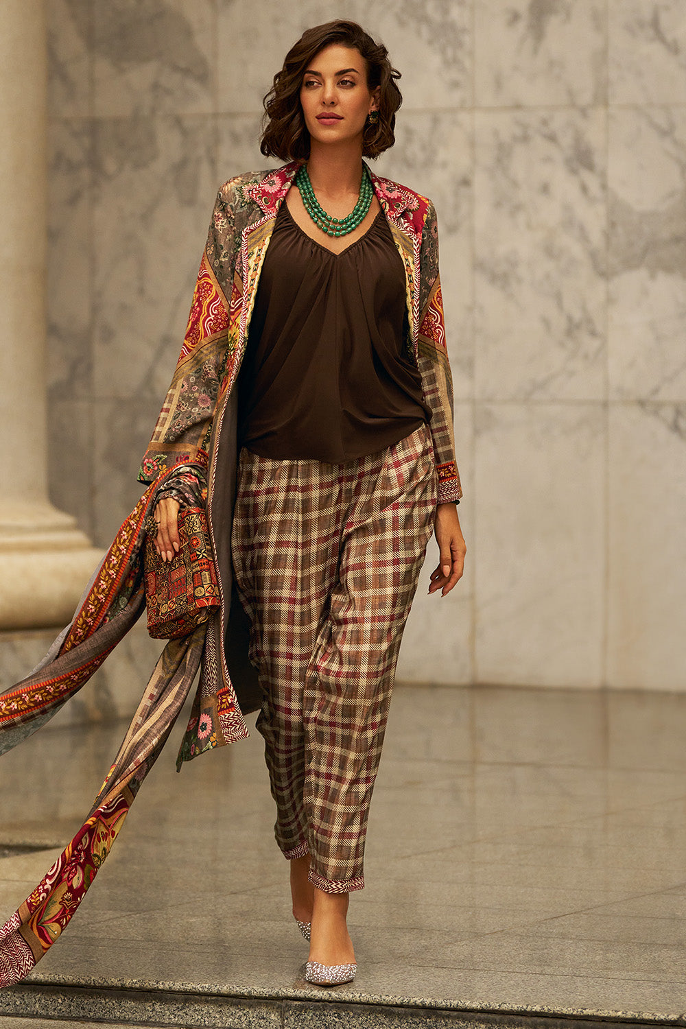 Beige Colour Printed Spun Fabric Unstitched Suit