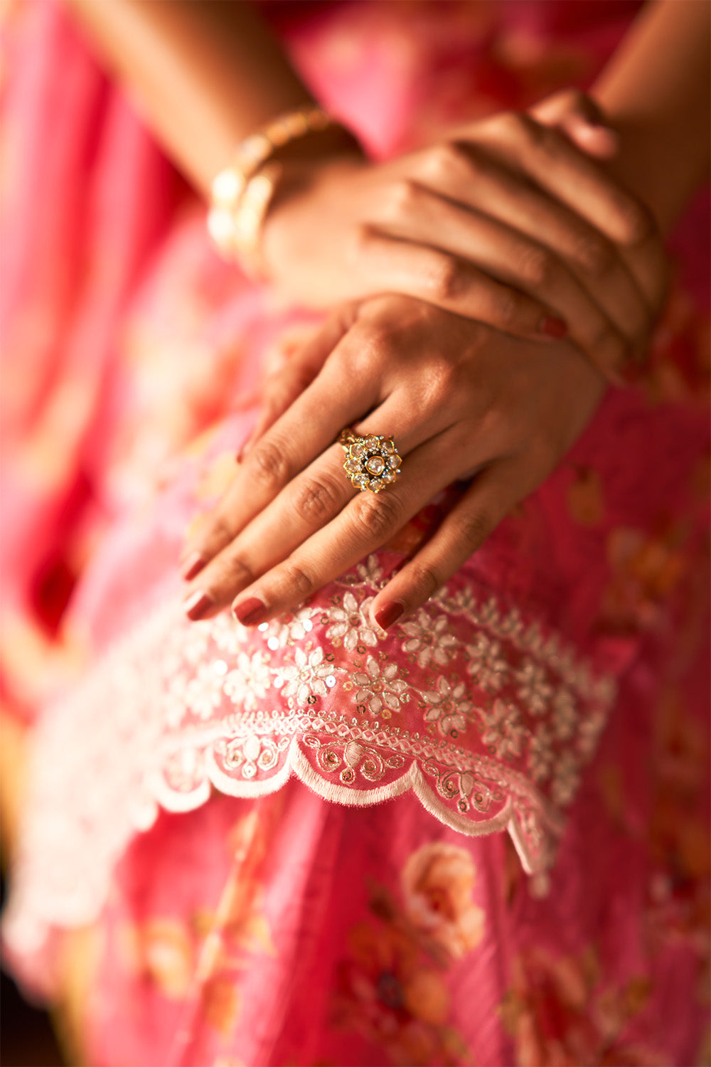 Pink Color Crepe Silk Embroidered &amp; Floral Printed Suit with Gharara