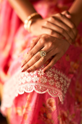 Pink Color Crepe Silk Embroidered &amp; Floral Printed Suit with Gharara