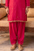 Maroon Neck-Embroidered Suit With Woven Dupatta