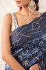 Navy Tussar Silk Printed Saree