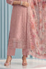 Pink Organza Resham Embroidered Unstitched Suit Material