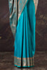 Pacific Blue Satin Silk Woven Saree