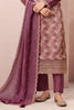 Mauve Silk Zari Woven And Embroidered Unstitched Suit Material