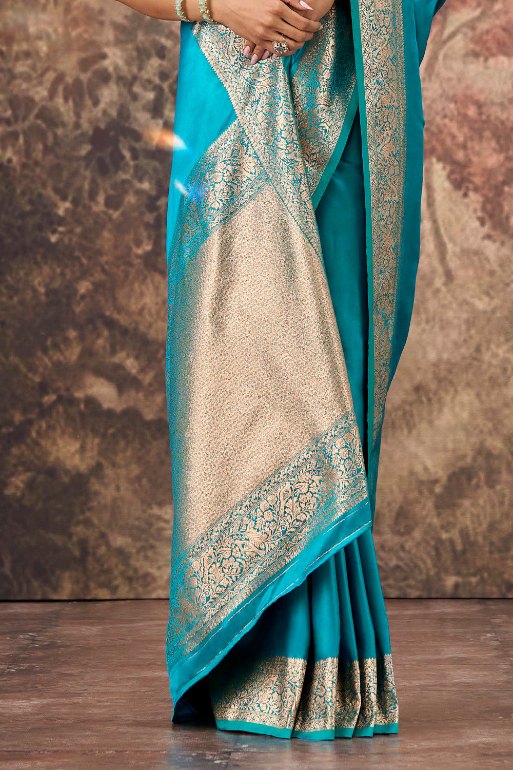 Pacific Blue  Mulberry Silk Woven Saree
