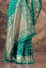 Teal Charmeuse Silk Zari Woven Saree