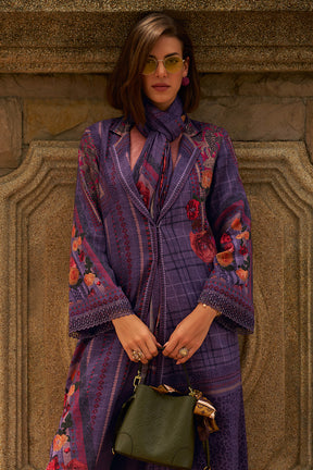 Dirty Purple Color Spun Fabric Printed Unstitched Suit