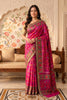 Rani Cotton Printed And Woven Border Saree