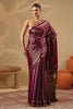 Dark Scarlet Color Zari Woven Soft Silk Saree