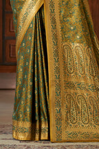 Teal Silk Minakari Woven Saree