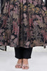 Black & Beige Muslin Floral Printed Neck-Embroidered Anarkali Suit