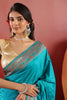 Teal Soft Silk Kalamkari Woven Saree