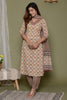 Beige Color Cotton Printed Suit