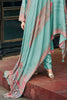 Turquiose Spun Pashmina Printed Unstitched Suit Fabric