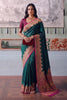 Bottle Green Soft Silk Kalamkari Woven Saree