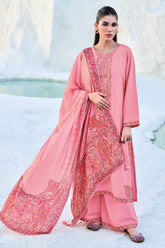 Pink Color Crepe Silk Embroidered Unstitched Suit Material