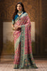 Rani Color Position Print Woven Silk Saree With Swarovski Work