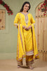 Yellow Crepe Silk Embroidered Straight Suit