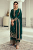 Green Colour Embroidered Silk Unstitched Suit Fabric