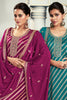 Teal Embroidered & Woven Chanderi Silk Unstitched Suit Fabric