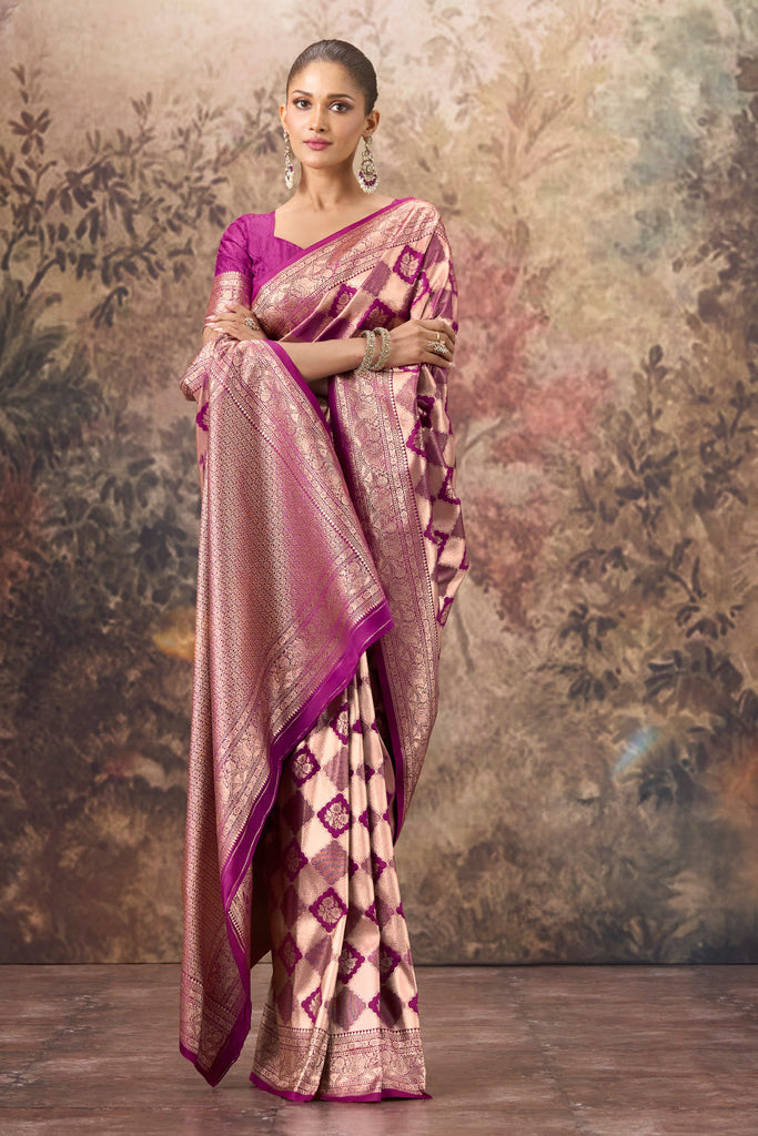 Wine & Purple Silk Zari Woven Saree