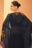Navy Organza Embroidered Crop-Top Dress With Shruge Stlye Dupatta And Palazzo