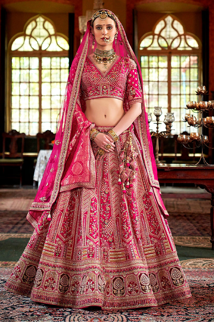 Rani luxurious Silk Embroidered Semi-Stitched Bridle Lehenga