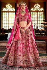 Rani luxurious Silk Embroidered Semi-Stitched Bridle Lehenga