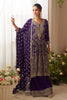 Voilet Georgette Zari And Sequins Embroidered Suit With Embroidered Palazzo