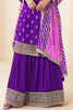 Purple Silk Embroidered Unstitched Suit Material With Readymade Palazzo