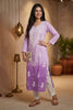 Ombre Lavander Resham Embroidered Rayon Cotton Kurta